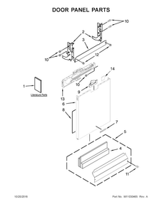 Door Panel Parts Diagram and Parts List for KDFE204EBL3  KitchenAid Dishwasher