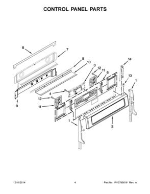 03 - CONTROL PANEL PARTS Diagram and Parts List for YKER507XSS04  Whirlpool Range