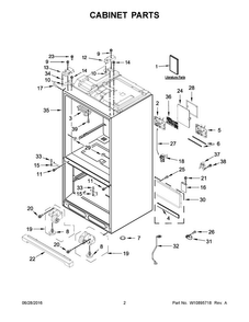 Cabinet Parts Diagram and Parts List for KRFF707EBS00  KitchenAid Refrigerator