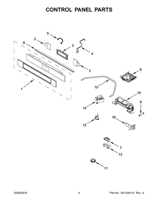 Control Panel Parts Diagram and Parts List for KOSC104FSS0  Whirlpool Wall Oven