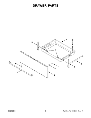 Drawer Parts Diagram and Parts List for YIEL730CS2  Whirlpool Dryer