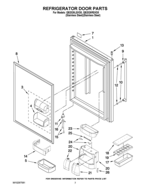 04 - REFRIGERATOR DOOR PARTS Diagram and Parts List for GB2026REKS5  Whirlpool Refrigerator