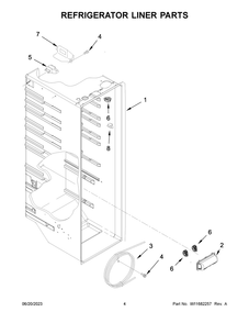 Refrigerator Liner Parts Diagram and Parts List for WRS321SDHZ11  Whirlpool Refrigerator