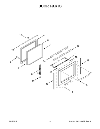 Door Parts Diagram and Parts List for WFE775H0HV1  Whirlpool Range