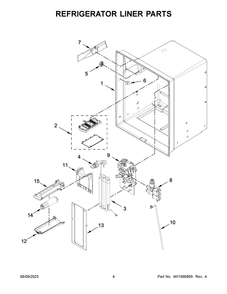 Refrigerator Liner Parts Diagram and Parts List for WRX735SDHB08  Whirlpool Refrigerator