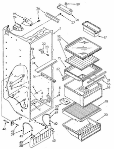 Refrigerator Liner Diagram and Parts List for 1068592511 SKR601W0 Kenmore Refrigerator