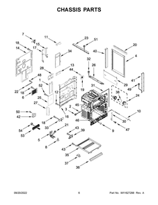 Chassis Parts Diagram and Parts List for KFID500ESS05  KitchenAid Range