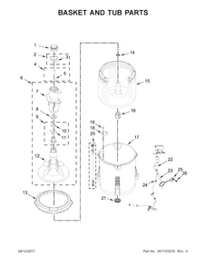 Basket And Tub Parts Diagram and Parts List for 11020232710  Kenmore Washer
