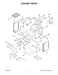 Chassis Parts Diagram and Parts List for WFE550S0LZ3  Whirlpool Range
