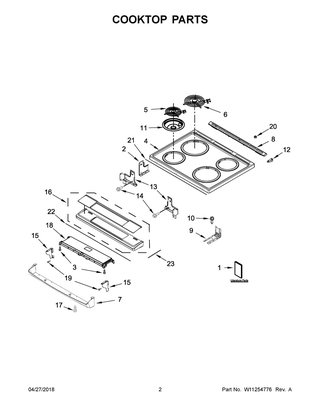 Cooktop Parts Diagram and Parts List for WEC310S0FS2  Whirlpool Range