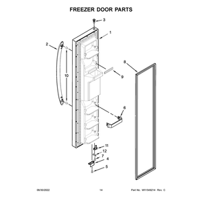 Freezer Door Parts Diagram and Parts List for WRS321SDHW08  Whirlpool Refrigerator