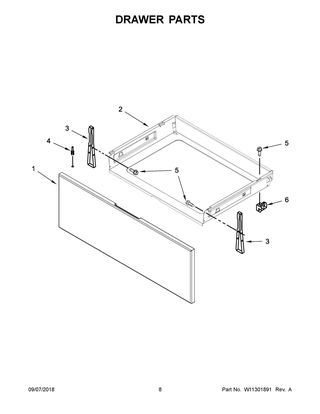 Drawer Parts Diagram and Parts List for WEE510SAGB0  Whirlpool Range