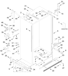 Cabinet Parts Diagram and Parts List for JBSFS48NMX25  Whirlpool Refrigerator