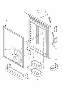 Refrigerator Door Parts Diagram and Parts List for GB2SHDXPQ12  Whirlpool Refrigerator