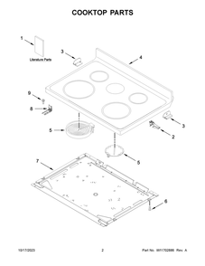 Cooktop Parts Diagram and Parts List for WFE525S0JS4  Whirlpool Range
