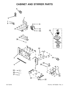 Cabinet And Stirrer Parts Diagram and Parts List for WOC54EC0AS04  Whirlpool Microwave