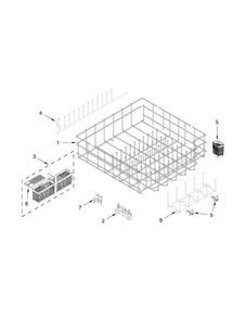 Lower Rack Parts Diagram and Parts List for KDTE304DWH0  KitchenAid Dishwasher
