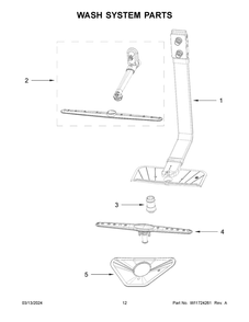 Wash System Parts Diagram and Parts List for WDPS5118PB0  Whirlpool Dishwasher
