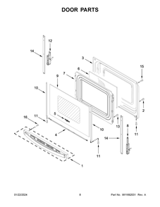 Door Parts Diagram and Parts List for WFE320M0JB4  Whirlpool Range