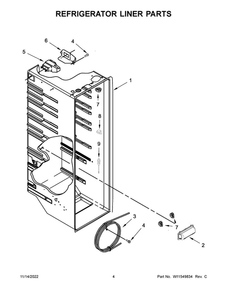 Refrigerator Liner Parts 2 Diagram and Parts List for WRS555SIHW06  Whirlpool Refrigerator