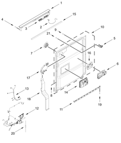 Control Panel And Inner Door Parts Diagram and Parts List for MDTS7024SZ0  Whirlpool Dishwasher
