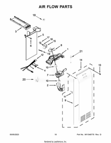 Air Flow Parts Diagram and Parts List for WRS588FIHB04  Whirlpool Refrigerator