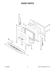 Door Parts Diagram and Parts List for WFE550S0LZ3  Whirlpool Range