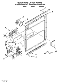 DOOR AND LATCH PARTS Diagram and Parts List for KUDW03CTBL3  KitchenAid Dishwasher