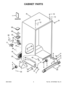 Cabinet Parts Diagram and Parts List for WRS588FIHV06  Whirlpool Refrigerator