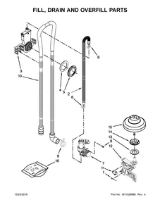 Fill, Drain And Overfill Parts Diagram and Parts List for IUD8010DS3  Whirlpool Dishwasher