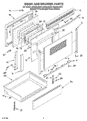 DOOR AND DRAWER Diagram and Parts List for GW395LEGB4  Whirlpool Range