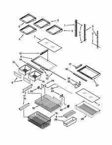 Shelf Parts Diagram and Parts List for 59669983013  Kenmore Refrigerator