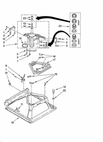 Machine Base Parts Diagram and Parts List for 11084764301  Kenmore Washer Dryer Combo