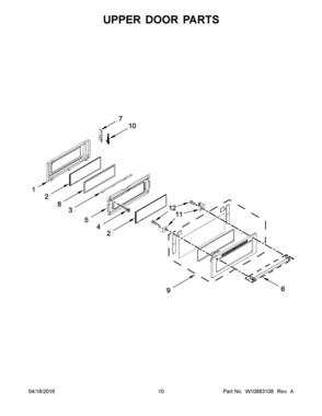 06 - UPPER DOOR PARTS Diagram and Parts List for YKFED500ESS2  Whirlpool Range