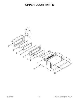 Upper Door Parts Diagram and Parts List for IES900DS04  Whirlpool Range