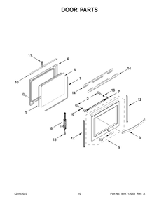 Door Parts Diagram and Parts List for WFG775H0HZ6  Whirlpool Range