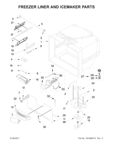 Part Location Diagram of W10889233 Whirlpool Ice Maker