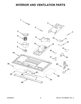 Interior And Ventilation Parts Diagram and Parts List for YWML75011HZ6  Whirlpool Microwave