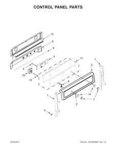 Control Panel Parts Diagram and Parts List for WGE745C0FS00  Whirlpool Range
