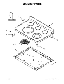 Cooktop Parts Diagram and Parts List for WFE775H0HV5  Whirlpool Range