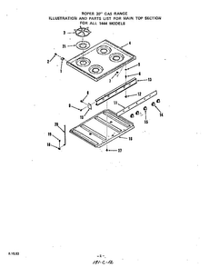 Section 4 Diagram and Parts List for 1444W2A  Roper Range