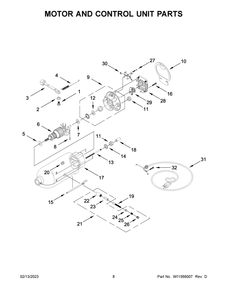 Motor And Control Unit Parts Diagram and Parts List for KSM195PSBM0  KitchenAid Mixer