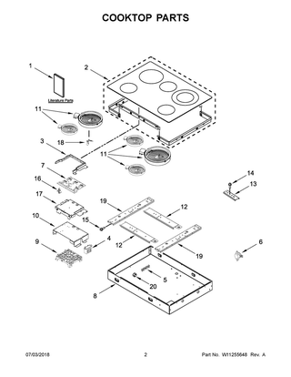 Cooktop Parts Diagram and Parts List for ICR655DB02  Whirlpool Cooktop