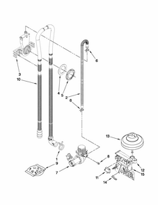 Fill, Drain And Overfill Parts Diagram and Parts List for 66513043K110  Kenmore Dishwasher