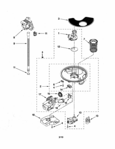 Pump And Motor Parts Diagram and Parts List for 66513262K112  Kenmore Dishwasher