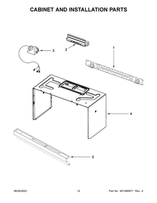 Cabinet And Installation Parts Diagram and Parts List for WMH31017HW09  Whirlpool Microwave