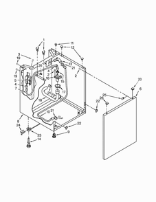 Washer Cabinet Parts Diagram and Parts List for 11081432510  Kenmore Washer Dryer Combo