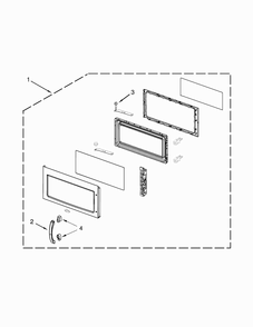 Door Parts Diagram and Parts List for KHMC1857BSS1  KitchenAid Microwave