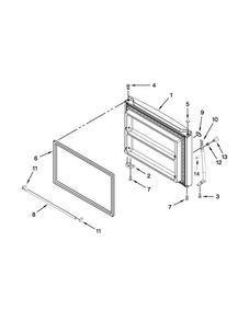 Freezer Door Parts Diagram and Parts List for WRT359SFYF01  Whirlpool Refrigerator