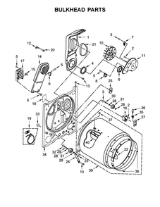 Bulkhead Parts Diagram and Parts List for WED4975EW0  Whirlpool Dryer